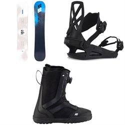 K2 Raygun Pop Snowboard ​+ Ride C-4 Snowboard Bindings ​+ K2 Raider Snowboard Boots