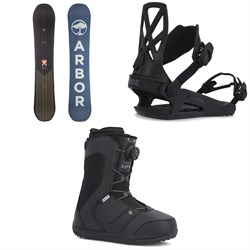 Arbor Foundation Snowboard ​+ Ride C-4 Snowboard Bindings ​+ Ride Rook Snowboard Boots