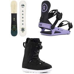 Arbor Cadence Camber Snowboard ​+ Ride CL-4 Snowboard Bindings ​+ Ride Sage Snowboard Boots - Women's