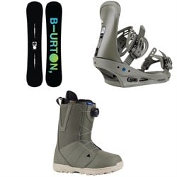 Burton Instigator Flat Top Snowboard ​+ Freestyle Snowboard Bindings ​+ Moto Boa Snowboard Boots 2024