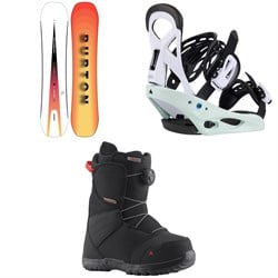 Burton Custom Smalls Snowboard ​+ Smalls Snowboard Bindings ​+ Zipline Boa Snowboard Boots - Kids' 2024