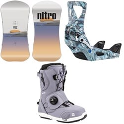 Nitro Drop Snowboard ​+ Burton Step On Snowboard Bindings ​+ Nitro Cave Step On TLS Snowboard Boots - Women's 2025