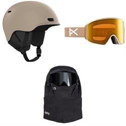 Anon Oslo WaveCel Helmet ​+ Anon M4 Cylindrical MFI Goggles ​+ Anon MFI Fleece Helmet Hood