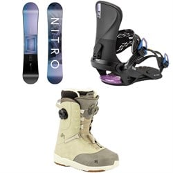 Nitro Fate Snowboard ​+ Fate Snowboard Bindings ​+ Crown Boa Snowboard Boots - Women's 2026