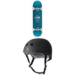 Arbor Street 7.75 Skateboard Complete ​+ Triple 8 The Certfied Sweatsaver Skateboard Helmet