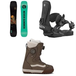 Never Summer Cirrus Snowboard ​+ Union Trilogy Snowboard Bindings ​+ Vans Encore Pro Snowboard Boots - Women's 2026