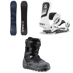 Public Snowboards Research Snowboard 2025 ​+ Union Ultra Snowboard Bindings 2025 ​+ Vans Infuse Snowboard Boots
