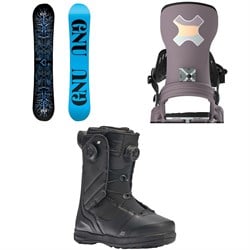 GNU Asym Ladies Choice C2X Snowboard 2025 ​+ Bent Metal Stylist Snowboard Bindings ​+ K2 Contour Snowboard Boots - Women's