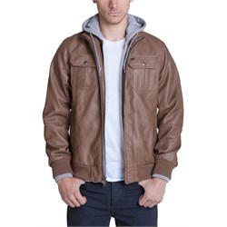 Obey leather jacket with hoodie mens best sale