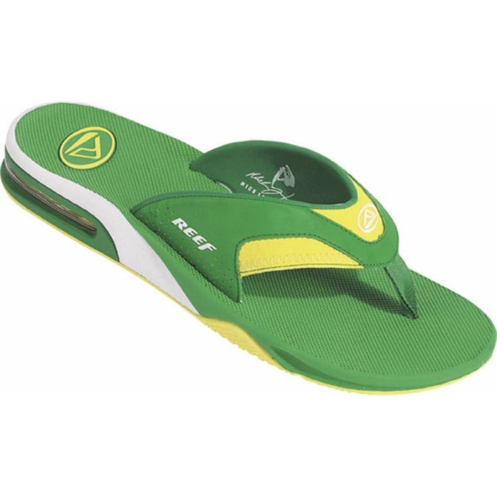 reef fanning flip flops green yellow