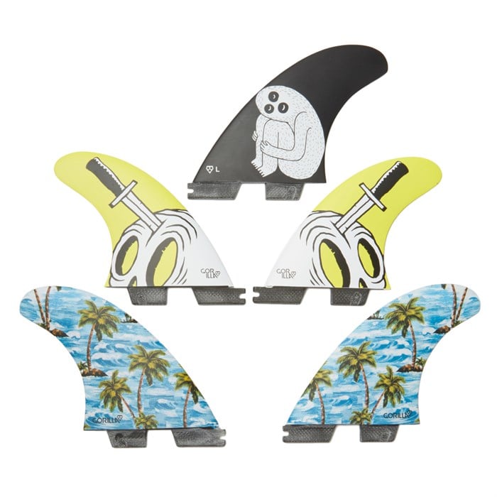 Gorilla Grip x FCS II Sloth Palm Trend Shank Large Tri-Quad Fin