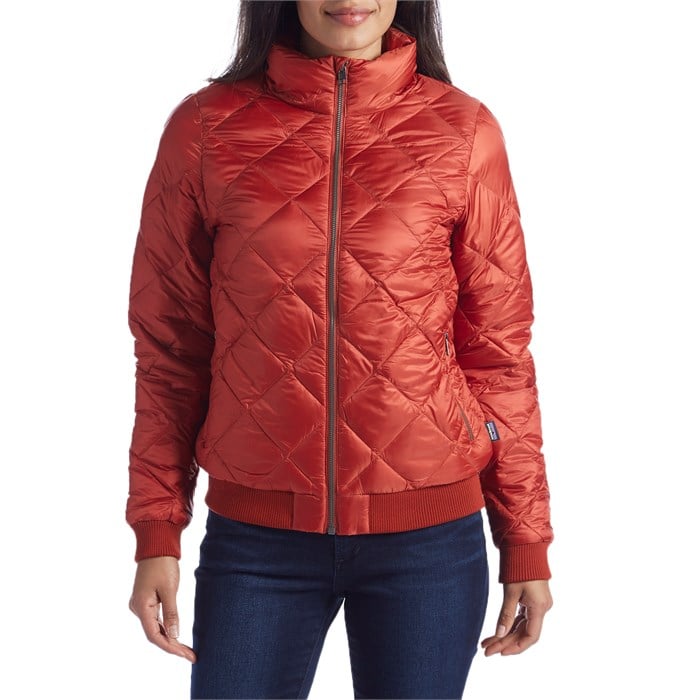 Patagonia Prow Bomber Down Jacket Women's Size L Quilted Orange 28105