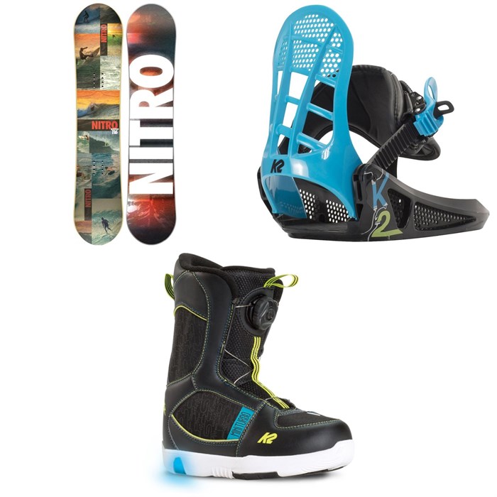 Nitro - Ripper Snowboard - Little Kids' + K2 Mini Turbo Snowboard Bindings - Little Boys' + K2 Mini Turbo Snowboard Boots - Little Boys' 2017
