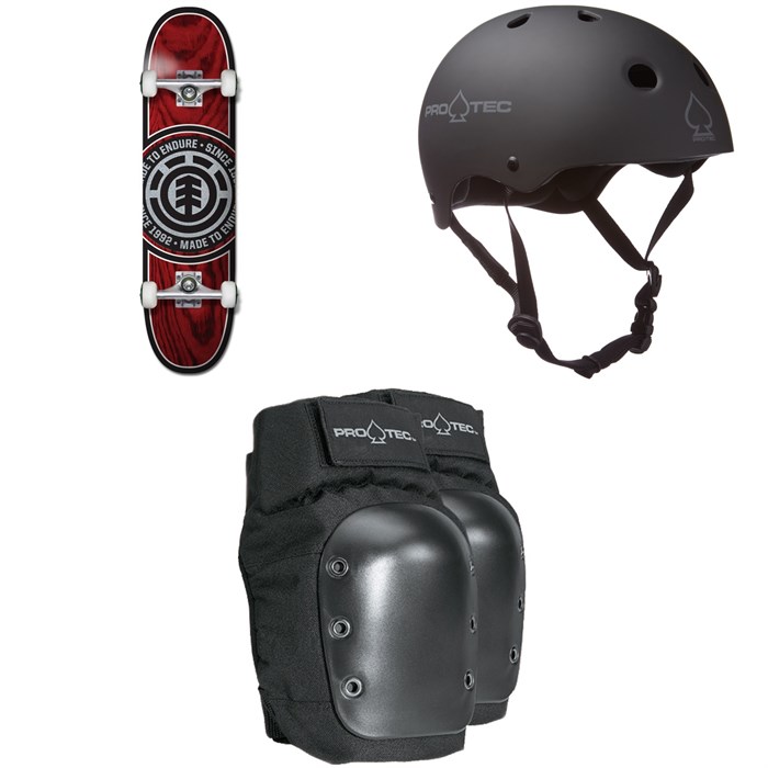 Element - 25 Year Seal 8.0 Skateboard Complete + Pro-Tec Classic Skateboard Helmet + Pro-Tec Street Skateboard Knee Pads