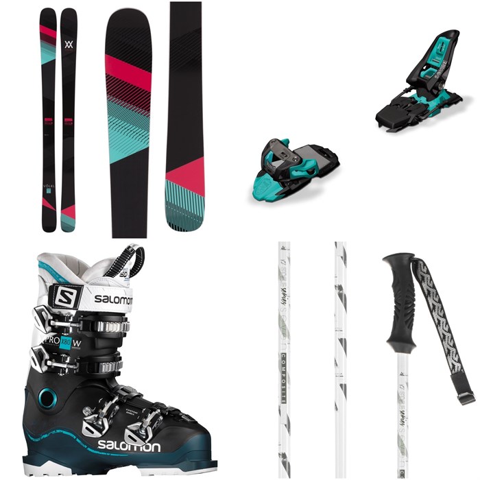 Völkl - Volkl Kenja Skis - Women's 2017 + Marker Squire 11 Ski Bindings 2017 + Salomon X Pro X80 W Ski Boots - Women's 2017 + K2 Style 7 Ski Poles - Women's 2016