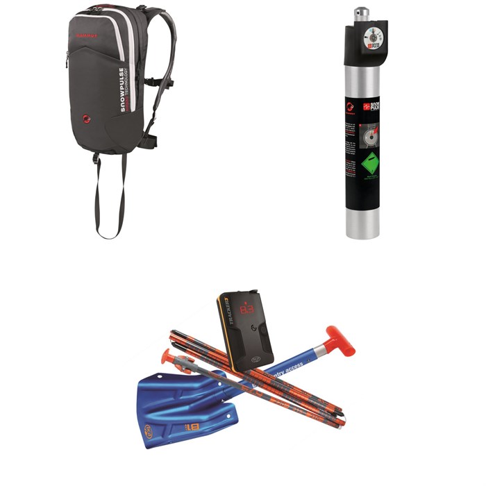 Mammut - Rocker Removable Airbag Backpack (Set with Airbag) + Mammut Cartridge Refillable 207 Bar Alu (Empty) + BCA Tracker3 Rescue Package