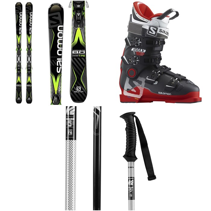 Salomon - X-Drive 8.0 FS Skis + MXT12 Bindings + Salomon X Max 100 Ski Boots + K2 Power 5 Ski Poles