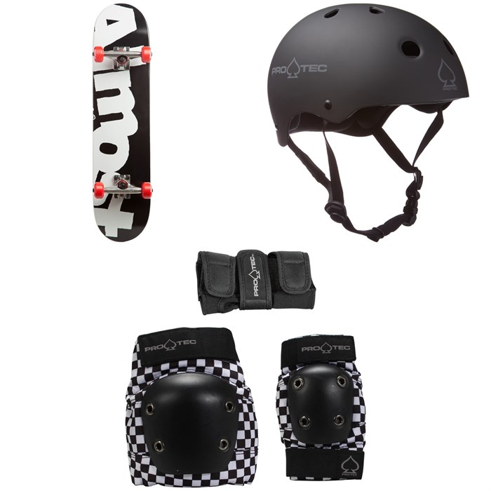 Almost - Side Pipe 7.5 Skateboard + Pro-Tec Classic Skate Skateboard Helmet + Pro-Tec Street Gear Junior Skateboard Pads
