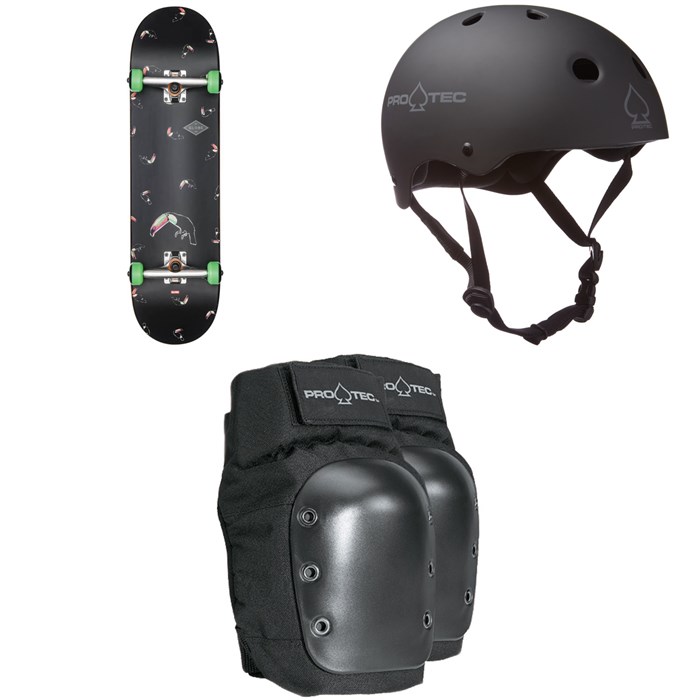 Globe - G1 Full On Skateboard + Pro-Tec Classic Skate Skateboard Helmet + Pro-Tec Street Skateboard Knee Pads