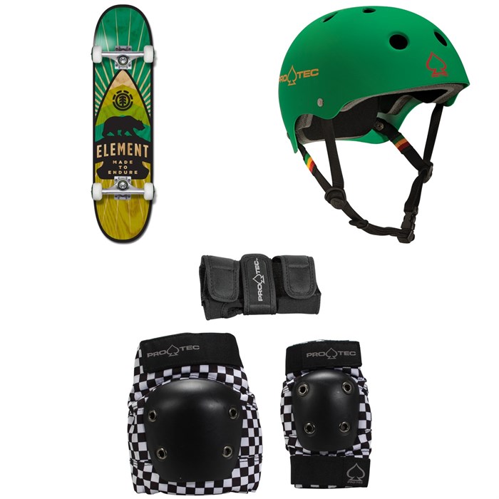 Element - Arrow 7.7 Skateboard Complete + Pro-Tec Classic Skate Skateboard Helmet + Pro-Tec Street Gear Junior Skateboard Pads