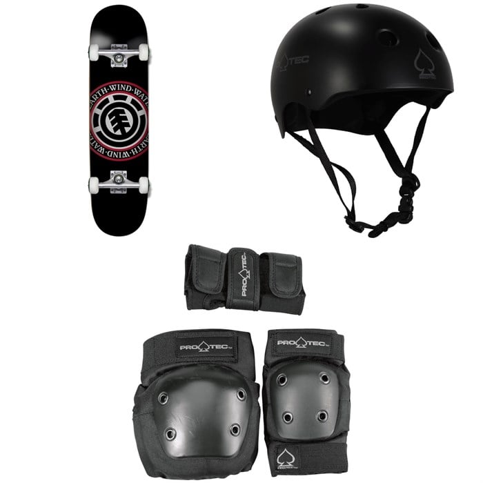 Element - Seal 7.75 Skateboard + Pro-Tec Classic Skate Skateboard Helmet + Pro-Tec Street Gear Junior Skateboard Pads