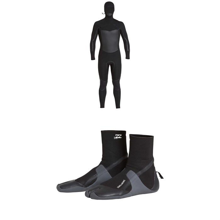 Billabong - 5/4 Furnace Absolute X Hooded Chest Zip Wetsuit + Billabong 5mm Furnace Absolute Split Toe Wetsuit Boots