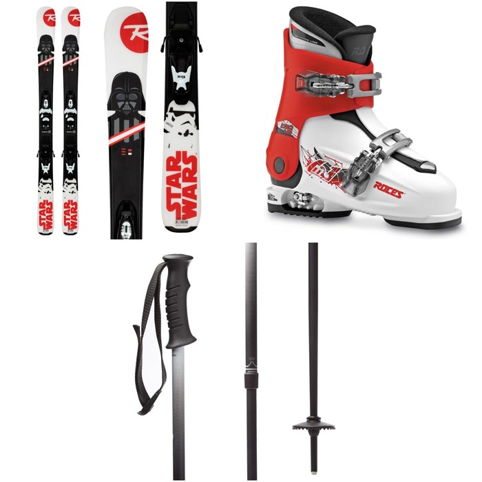 Rossignol - Rossignol Star Wars Skis + Kid-X 4 Bindings - Kids' + Roces Idea Adjustable Alpine Ski Boots (19-22) - Kids' + evo Lil Send'r Adjustable Ski Poles - Little Kids'
