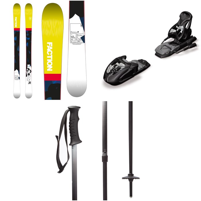 Faction - Prodigy Jr. Skis - Boys' + Marker M7.0 Free Ski Bindings - Big Kids' + evo Lil Send'r Adjustable Ski Poles - Little Kids'