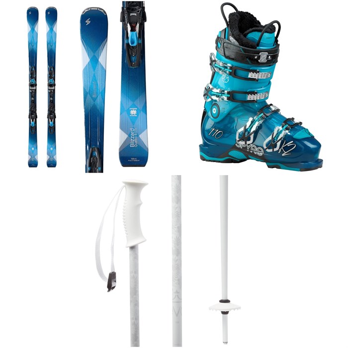 Blizzard - Quattro 8.0 Ti Skis + TCX12 Bindings - Women's + K2 Spyre 110 Ski Boots - Women's + evo Double-E Ski Poles