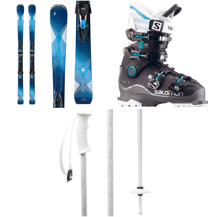 Blizzard - Quattro 8.0 Ti Skis + TCX12 Bindings - Women's + Salomon X Pro 90 W Ski Boots - Women's + evo Double-E Ski Poles