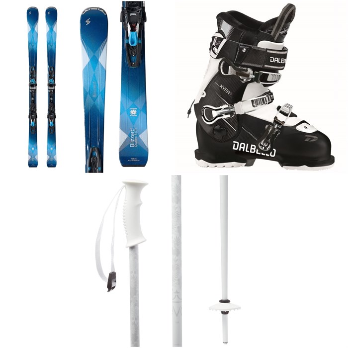 Blizzard - Quattro 8.0 Ti Skis + TCX12 Bindings - Women's + Dalbello Kyra 75 Ski Boots - Women's + evo Double-E Ski Poles