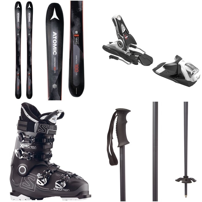 Atomic - Vantage 100 CTI Skis 2018 + Look SPX 12 Dual WTR Ski Bindings 2017 + Salomon X Pro 100 Ski Boots 2018 + evo Send'r Ski Poles