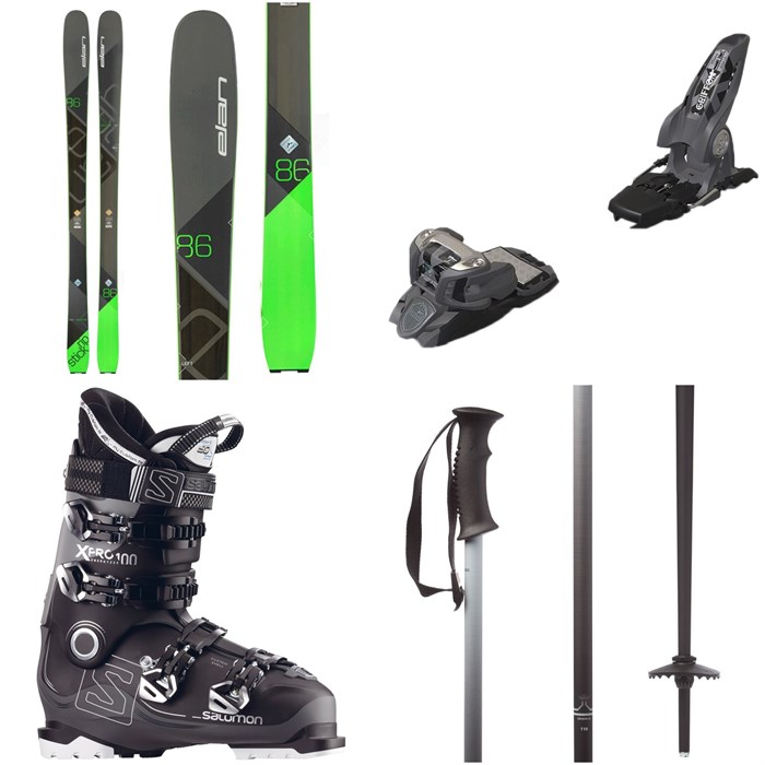 Elan - Ripstick 86 Skis 2018 + Marker Griffon Ski Bindings 2016 + Salomon X Pro 100 Ski Boots 2018 + evo Double-E Ski Poles