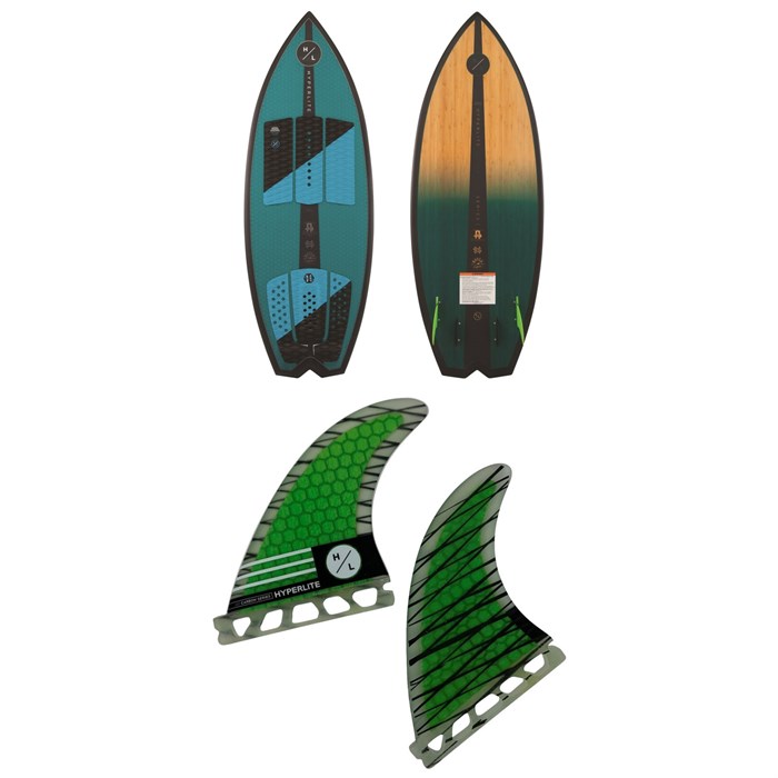Hyperlite - Automatic Wakesurf Board + 4.5'' Riot Carbon Surf Fin Kit w/ Key