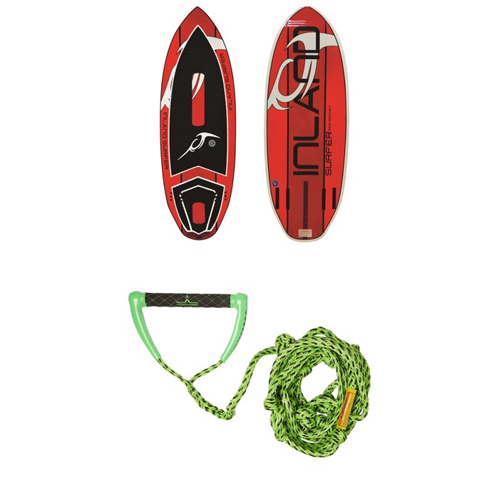 Inland Surfer - Red Rocket Wakesurf Board + Proline x evo LGS Surf Handle w/ 25 ft Air Line