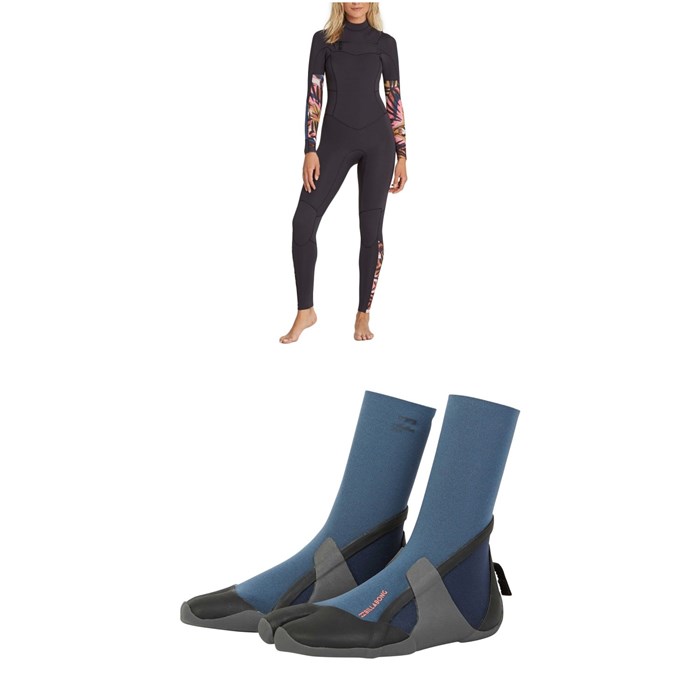 Billabong - Salty Dayz Fullsuit 3/2 Wetsuit - Women's + Billabong 3mm Furnace Synergy Wetsuit Booties - Women's