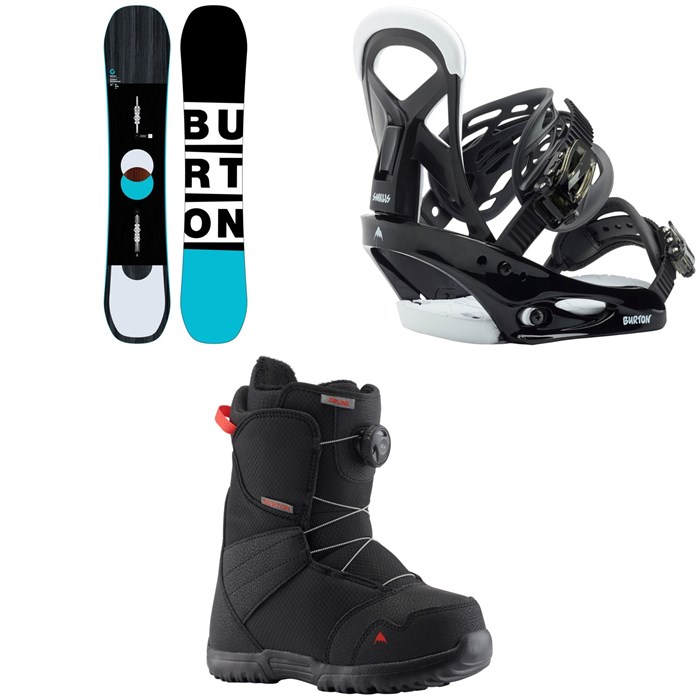 Burton - Custom Smalls Snowboard  - Kids + Smalls Snowboard Bindings - Kids + Zipline Boa Snowboard Boots - Kids' 2020