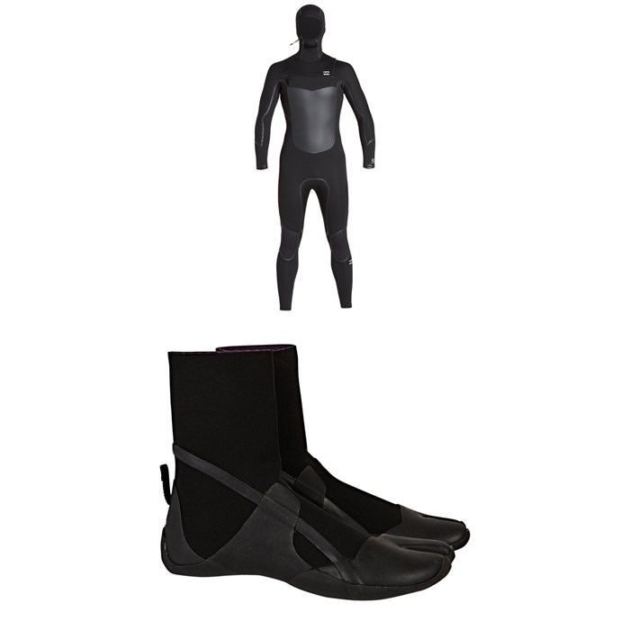 Billabong - 5/4 Absolute X Chest Zip Hooded Wetsuit + Billabong 5mm Furnace Absolute Split Toe Wetsuit Boots