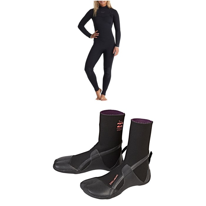 Billabong - 4/3 Salty Dayz Wetsuit + Furnace Synergy 3mm Split Toe Wetsuit Boots - Women's