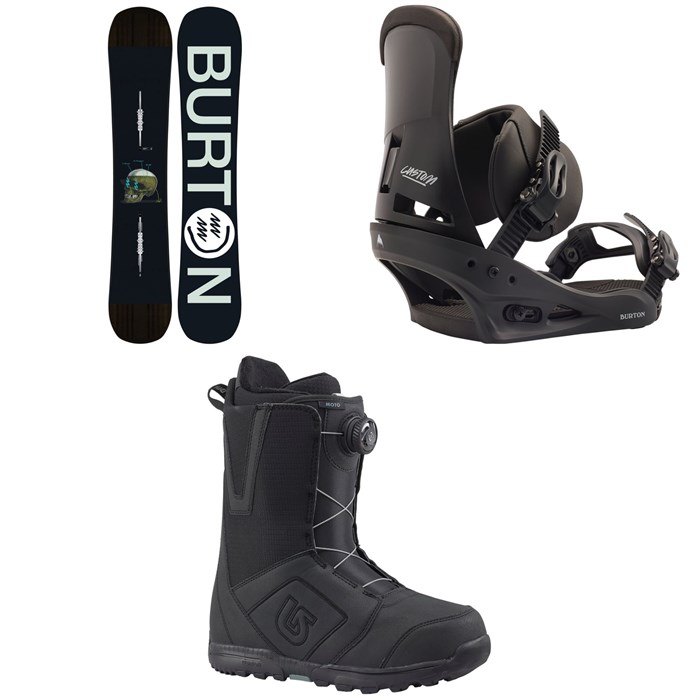 Burton - Instigator Snowboard 2020 + Custom Snowboard Bindings 2020 + Moto Boa Snowboard Boots 2018