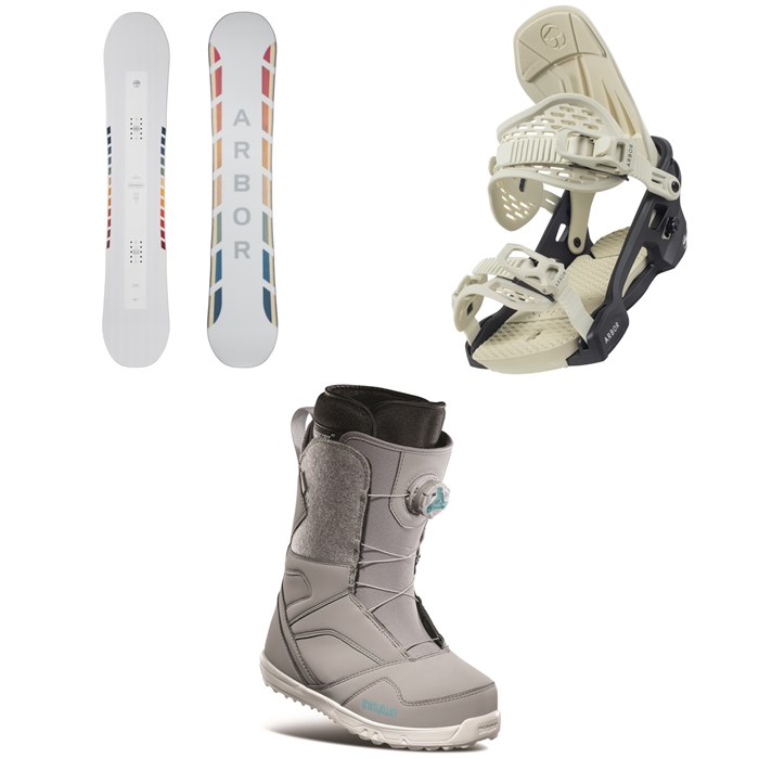 Arbor - Poparazzi Camber Snowboard + Arbor Acacia Snowboard Bindings + thirtytwo STW Boa Snowboard Boots - Women's 2021