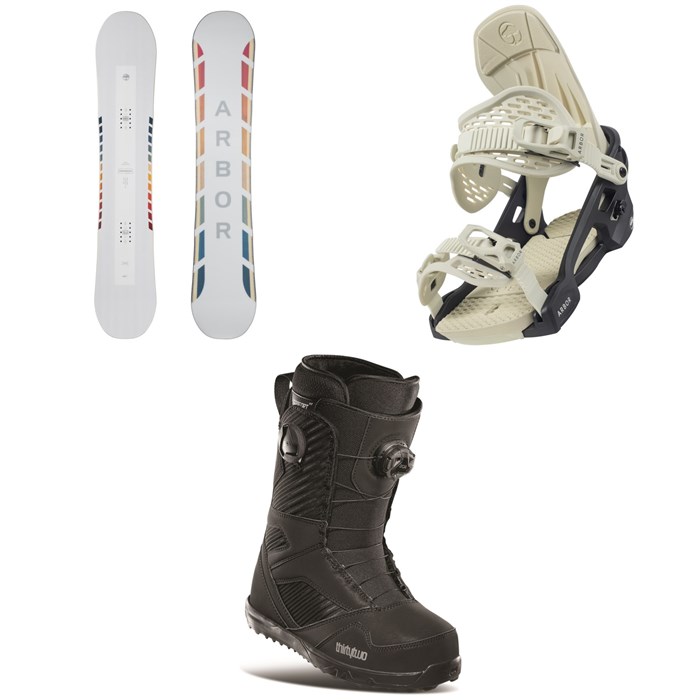 Arbor - Poparazzi Rocker Snowboard + Arbor Acacia Snowboard Bindings + thirtytwo STW Double Boa Snowboard Boots - Women's 2021