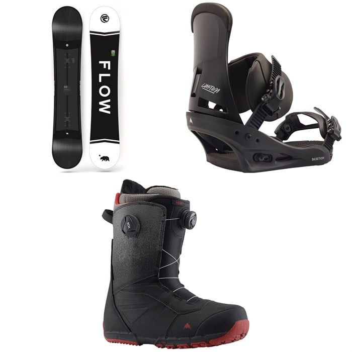 Flow - Merc Snowboard 2018 + Burton Custom Snowboard Bindings 2020 + Ruler Boa Snowboard Boots 2019