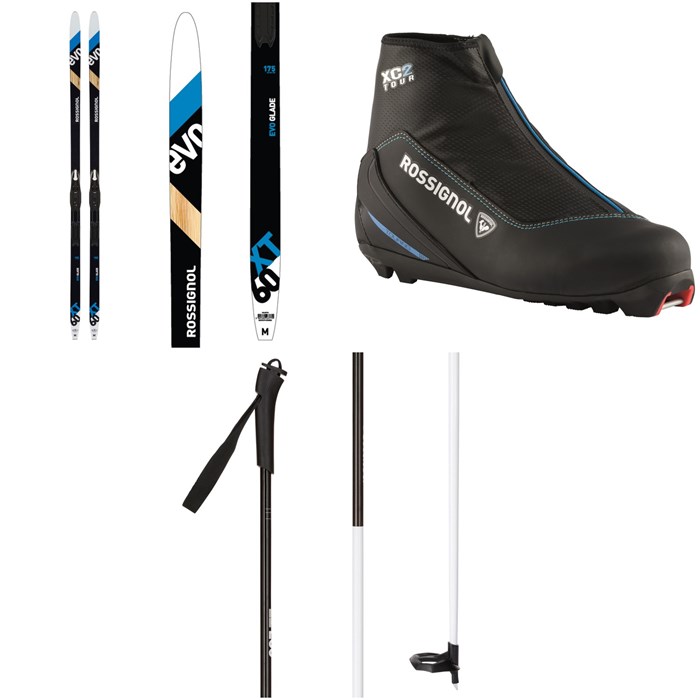 Rossignol - Evo XT 60 Classic Cross Country Skis + Tour Step In Bindings + XC-2 FW Classic Cross Country Boots - Women's + Rossignol FT-500 Poles 2021
