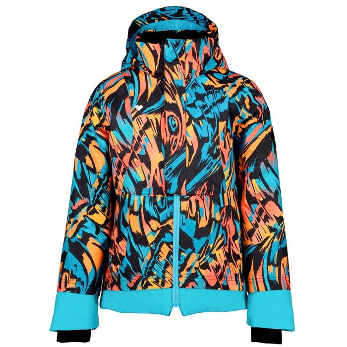 Girls Printed Orange Fleece Jacket