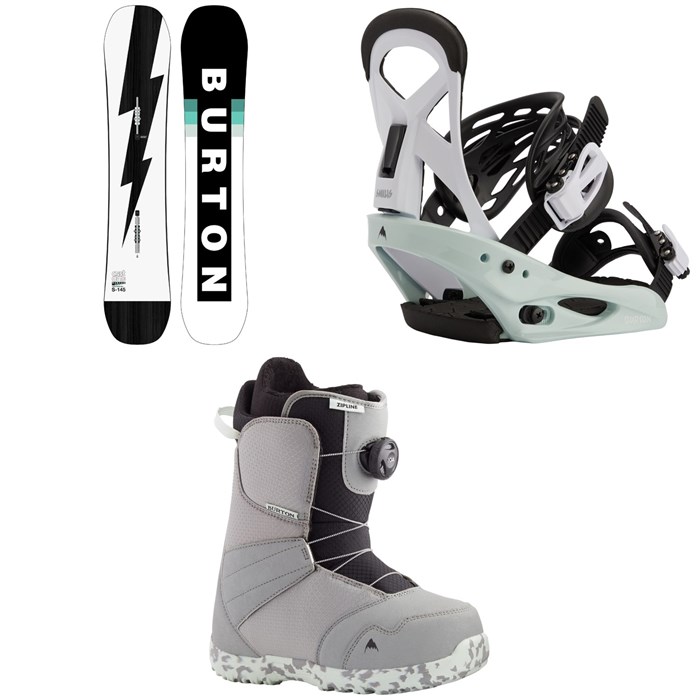 Burton - Custom Smalls Snowboard + Smalls Snowboard Bindings + Zipline Boa Snowboard Boots - Kids' 2021