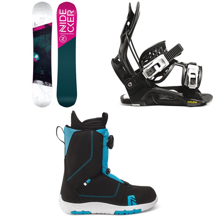 Nidecker - Flake Snowboard + Flow Micron Youth Snowboard Bindings + Nidecker Micron Boa Snowboard Boots - Kids' 2022