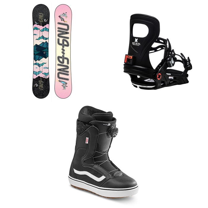 GNU - Asym Velvet C2 Snowboard + Bent Metal Metta Snowboard Bindings + Vans Encore OG Snowboard Boots - Women's 2021