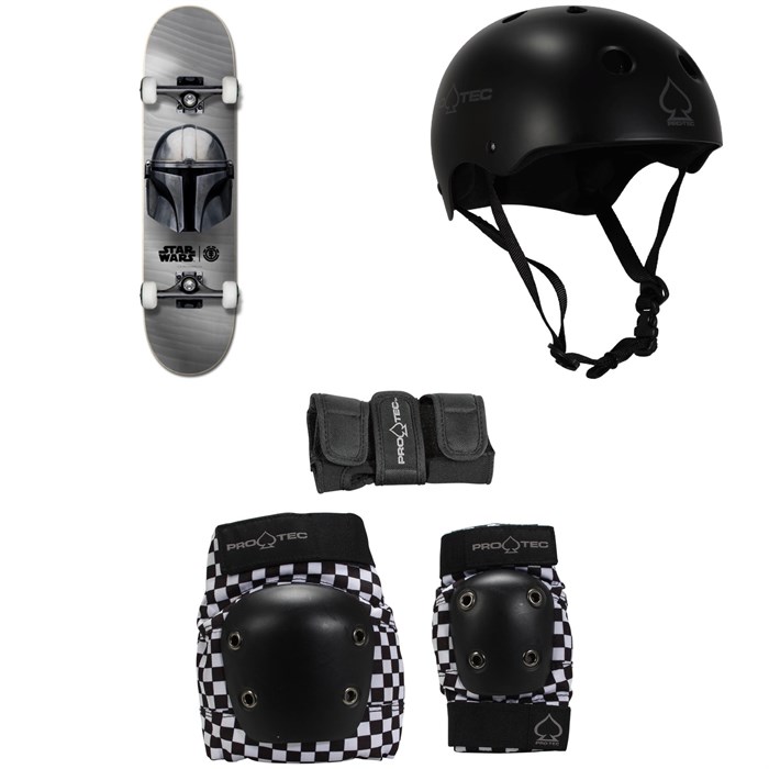 Element - Star Wars Beskar 7.75 Skateboard Complete + Pro-Tec Classic Skate Skateboard Helmet + Street Gear Junior Skateboard Pads