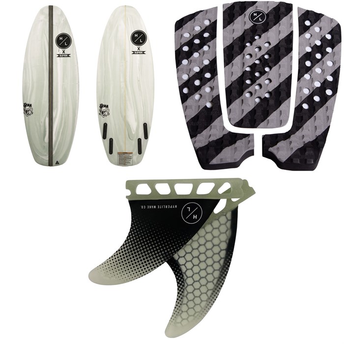 Hyperlite - x Superbrand Ocka Wakesurf Board with Square Rear Traction Pad and 3.5'' Flux Surf Fin Set